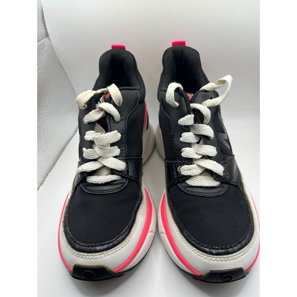 Michael Kors Women's Black‎ Pink Snake Trim Sneakers Athletic Shoes Size 6 - Picture 3 of 8